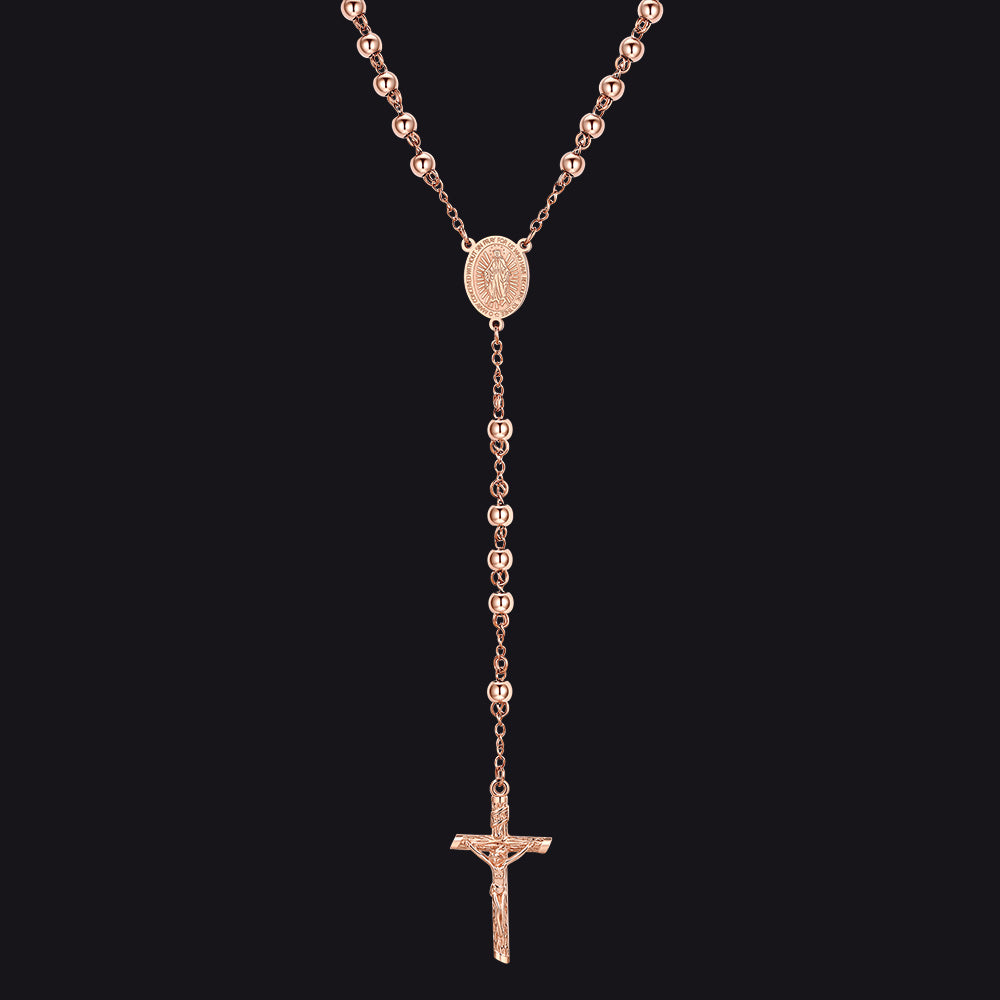 Catholic Virgin Mary Rosary Beads Cross Necklace Chain for