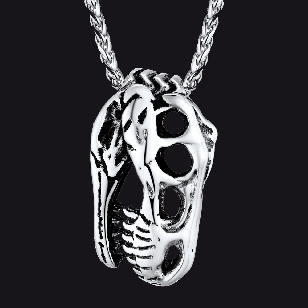 T-rex Dinosaur Skull Head Necklace Pendant for