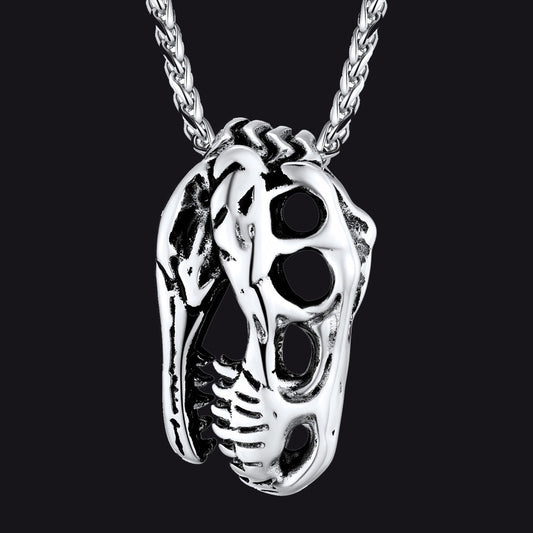 T-rex Dinosaur Skull Head Necklace Pendant for
