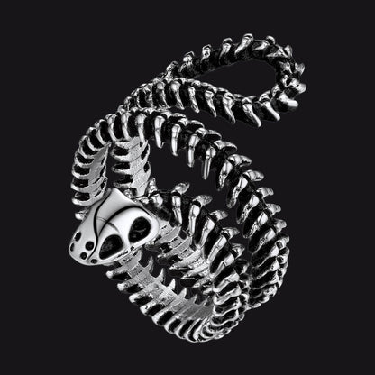 Gothic Snake Skull Bone Ring for