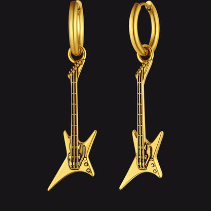 Punk Guitar Hoop Dangle Earrings for