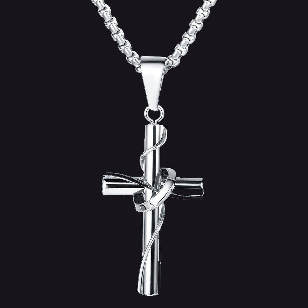 Christian Halo Ring Cross Necklace Pendant for