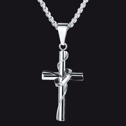 Christian Halo Ring Cross Necklace Pendant for