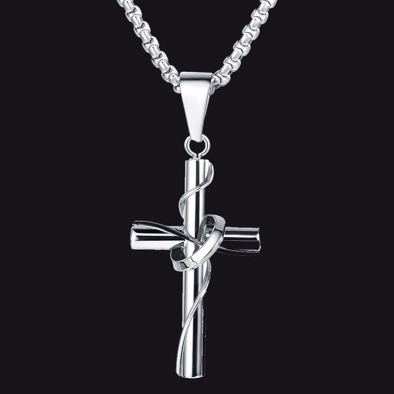 Christian Halo Ring Cross Necklace Pendant for