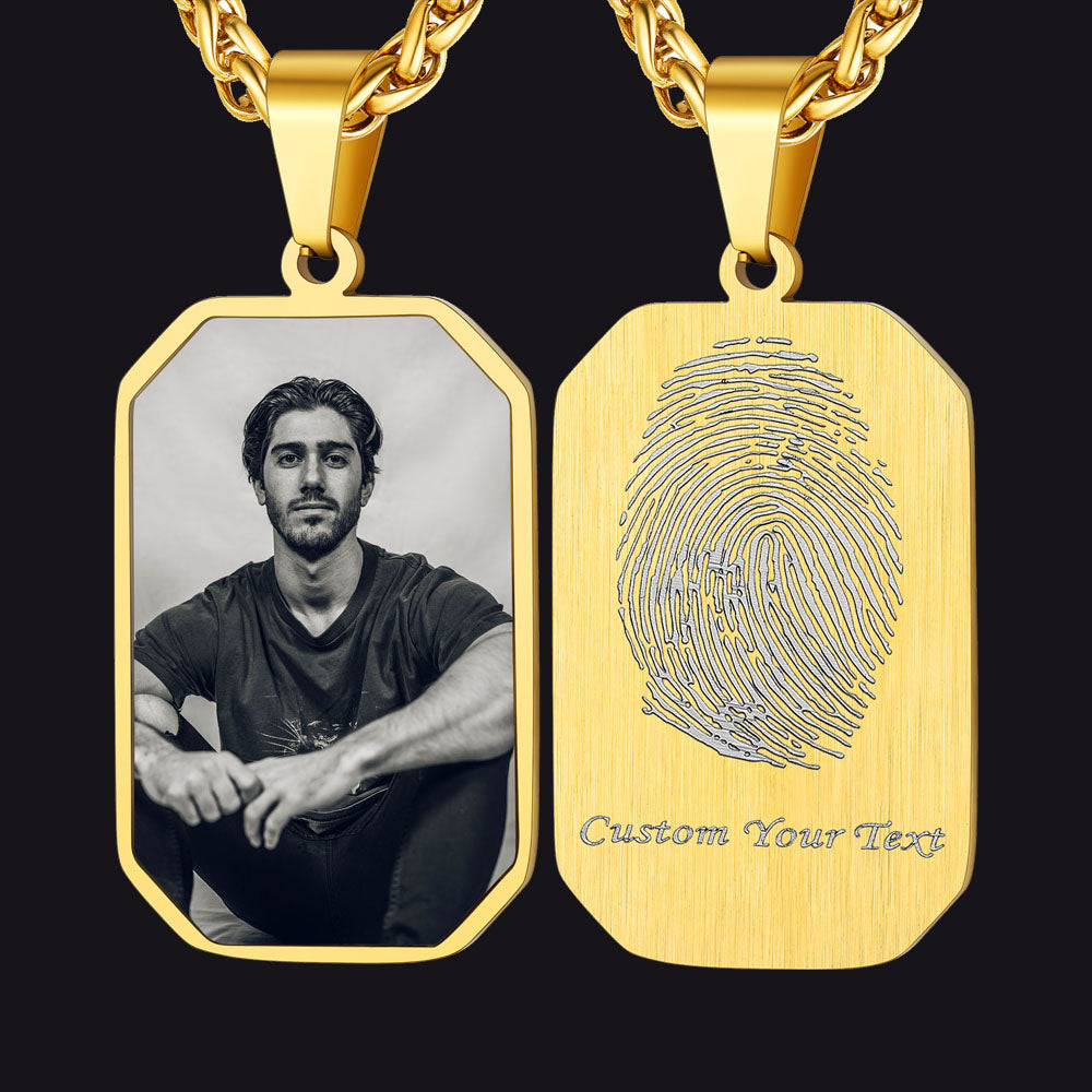 Personalized Picture Fingerprint Dog Tag Necklace for