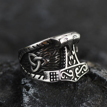 Viking Mjolnir Signet Ring Thor's Hammer Ring for
