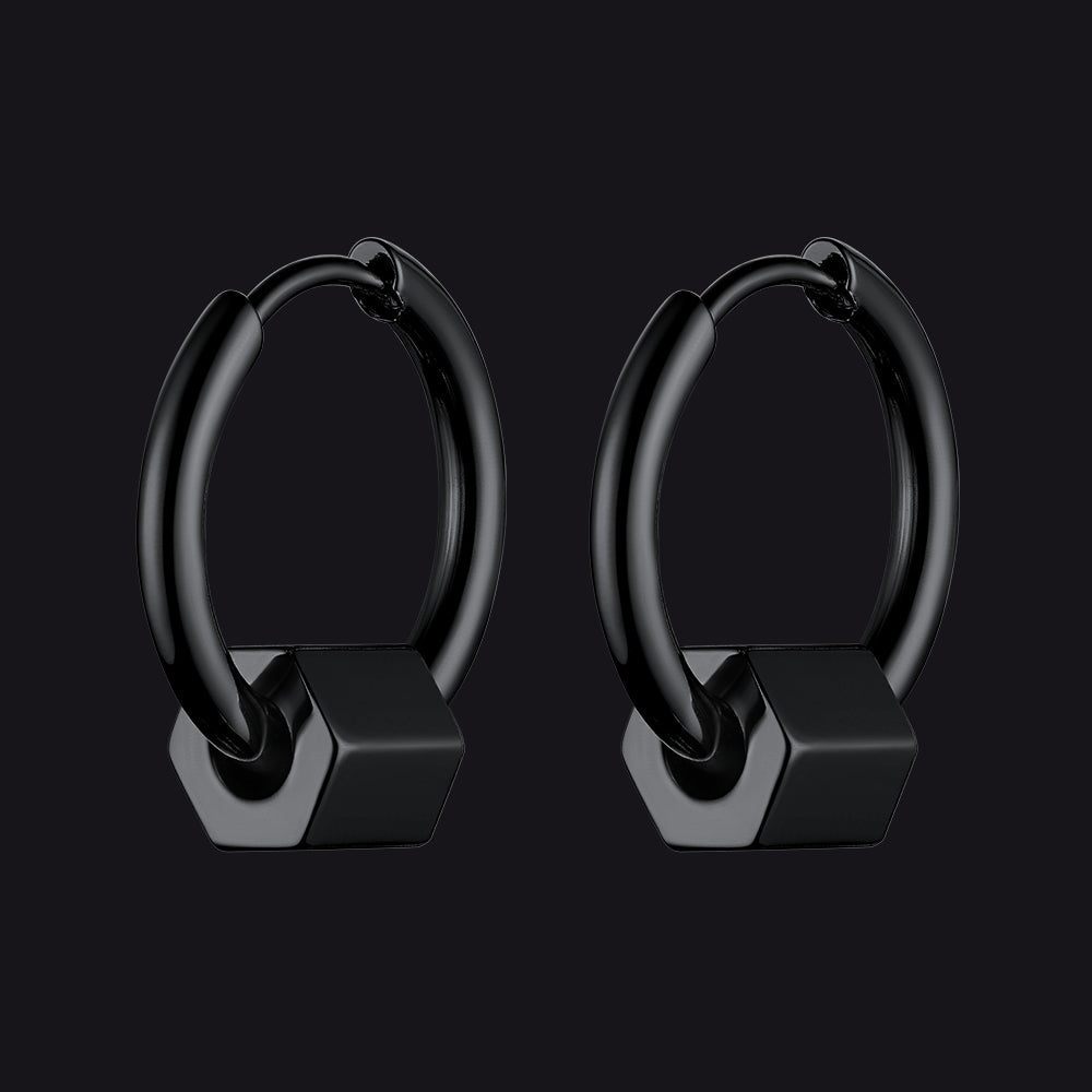 Flash Punk Hexagon Piercing Hoop Earrings for