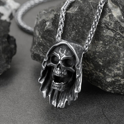 Grim Reaper Skull Pendant Necklace for
