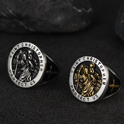 Flash St. Christopher Stainless Steel Ring for