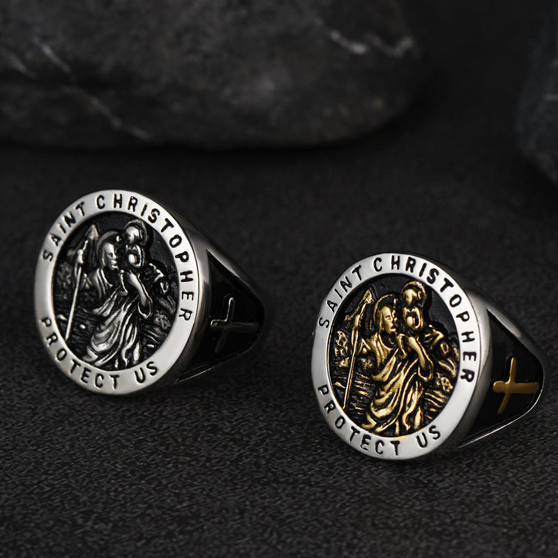 Flash St. Christopher Stainless Steel Ring for