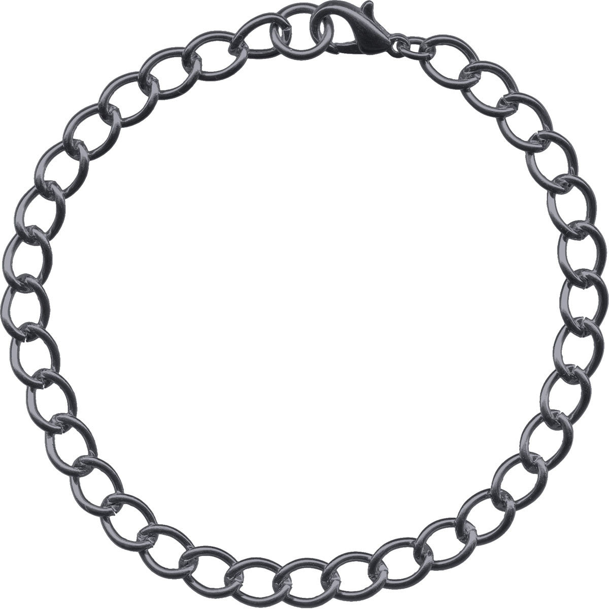 Gunmetal 6mm Curb Bracelet Chain - 8 Inches