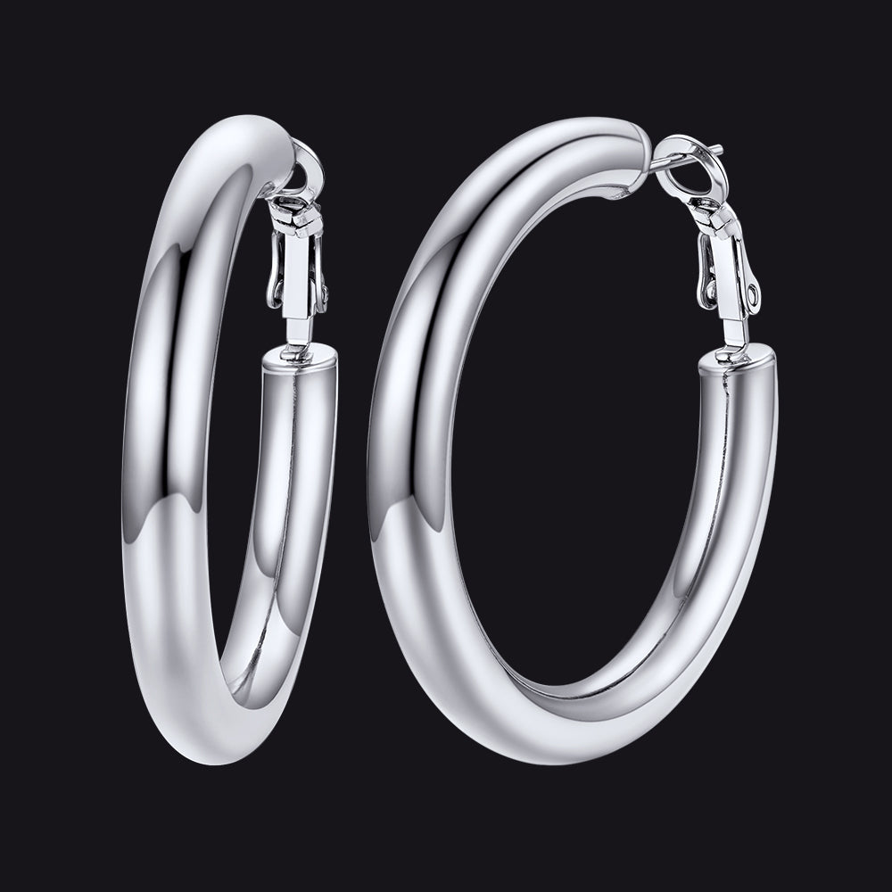 Chunky 5mm Hoop Earrings With Lobster Clasp for