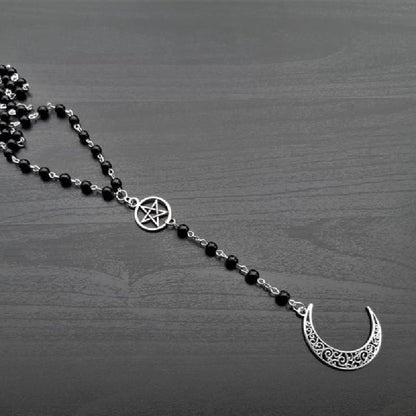 Magick Moon Obsidian Pentagram Necklace