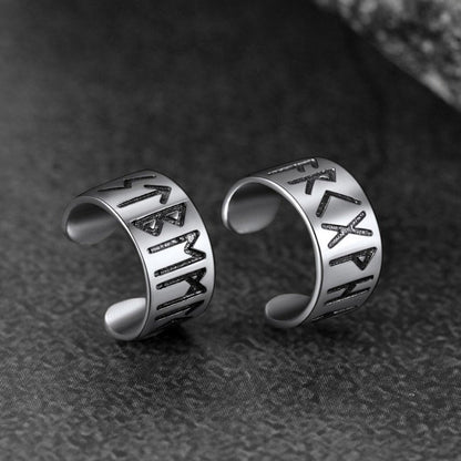 Norse Viking Runes Ear Cuff Earrings for in Sterling Silver