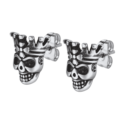 Punk Crown Skull Stud Earrings for Halloween Gift