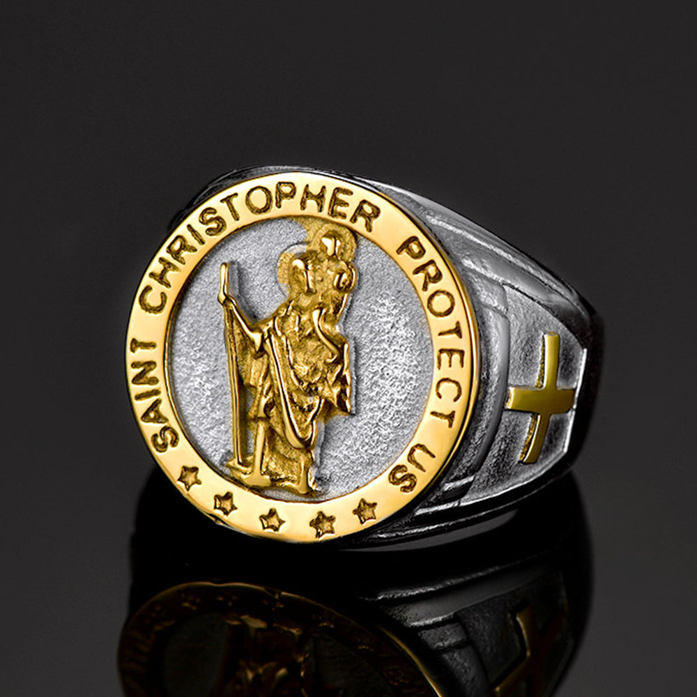 Christian St. Christopher Signet Ring for