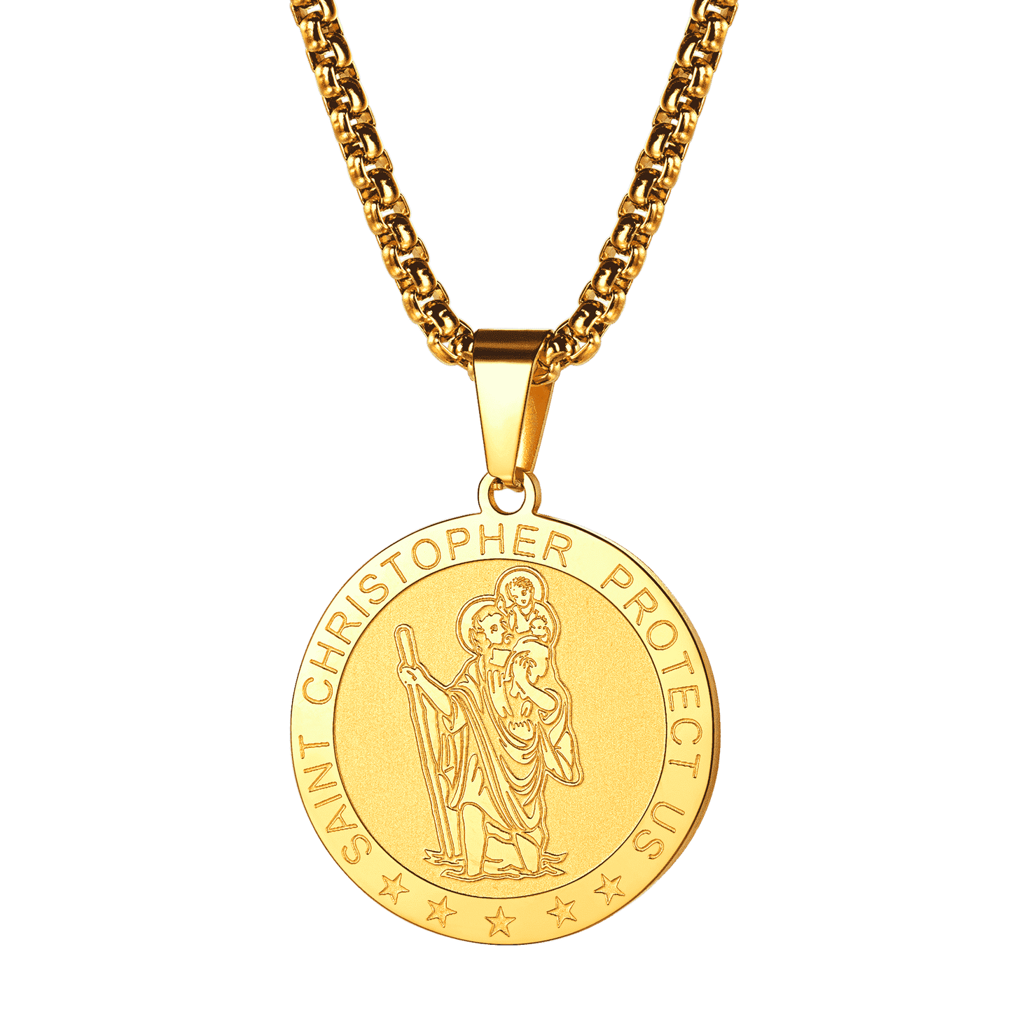 Round St. Christopher Medallion Necklace for