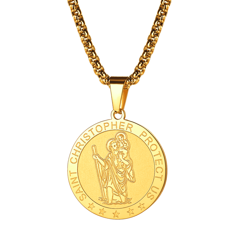 Round St. Christopher Medallion Necklace for