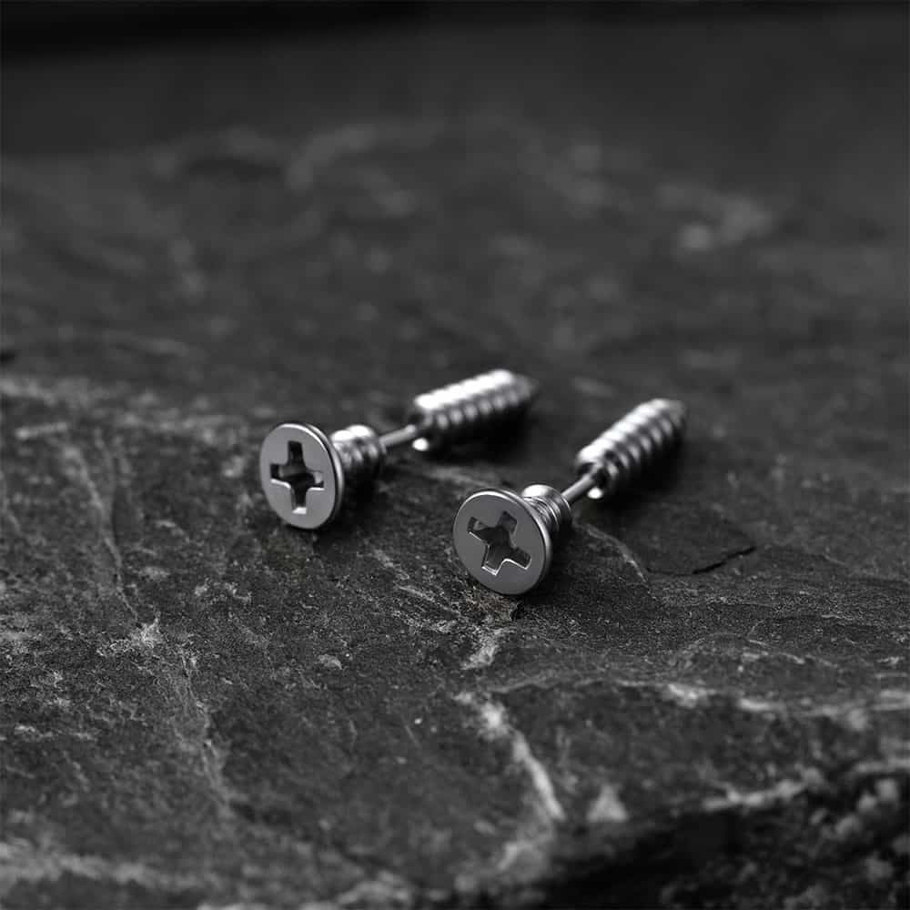 Screw Back Stud Earrings Set of 3 Pairs for