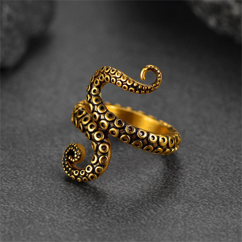 Punk Octopus Tentacle Ring for in Stainless Steel