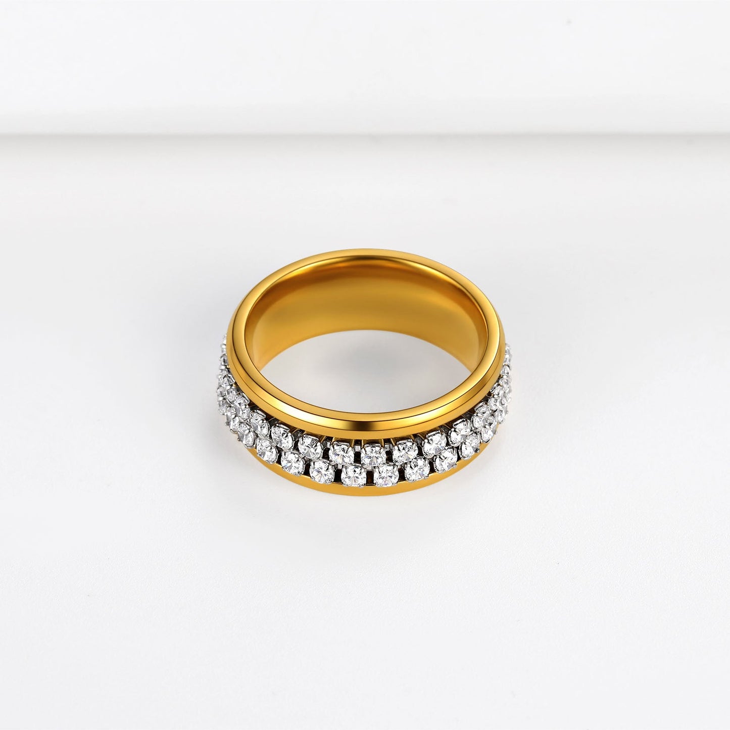 Cz Diamond Fidget Anxiety Band Ring for