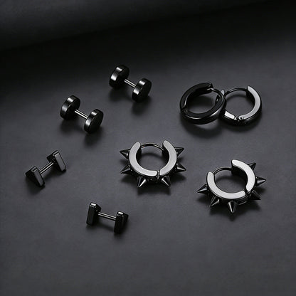 4pcs Rivets/hoop/stud/triangle Earrings Set for