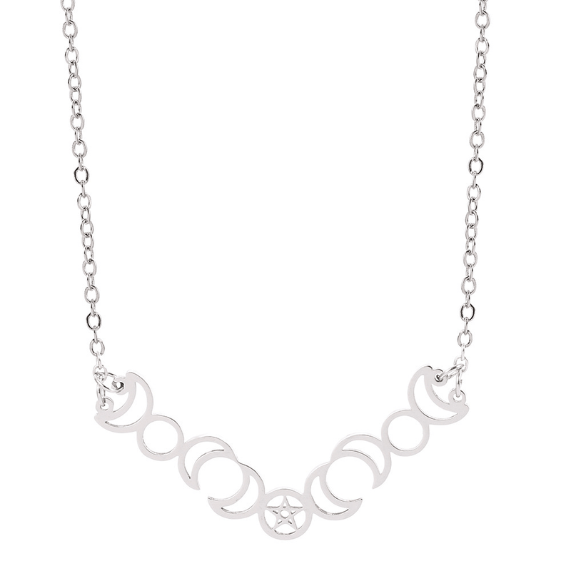 Pentacle Triple Moon Goddess Necklace