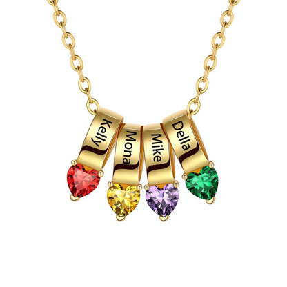 Customized Names Heart Birthstone Necklace for Mother