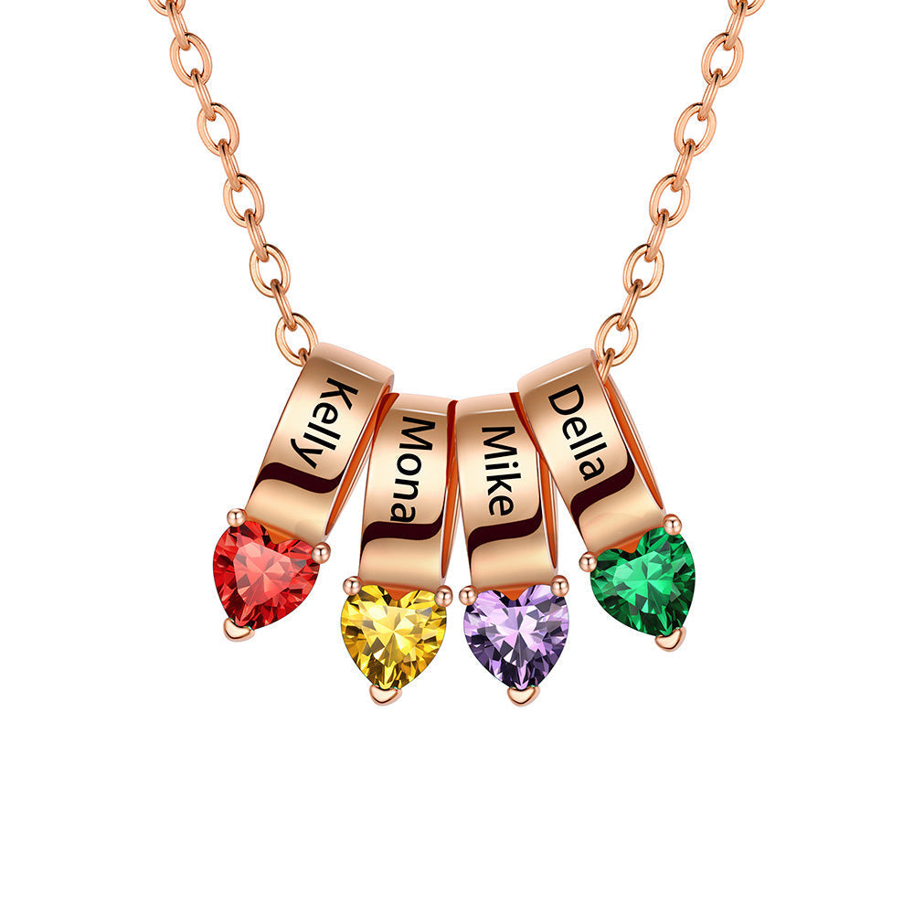 Customized Names Heart Birthstone Necklace for Mother