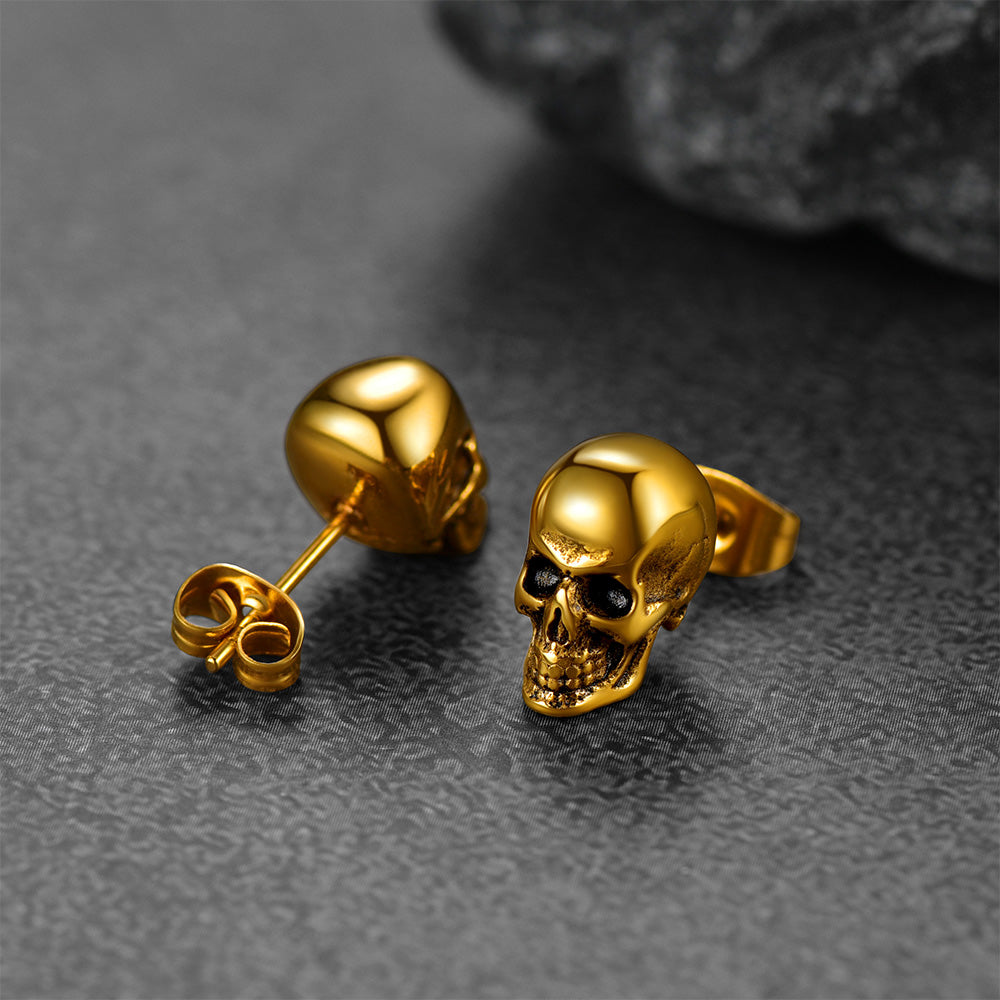 Gothic Punk Skull Stud Earrings for