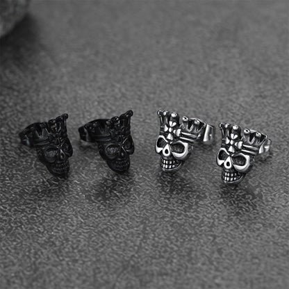 Punk Crown Skull Stud Earrings for Halloween Gift