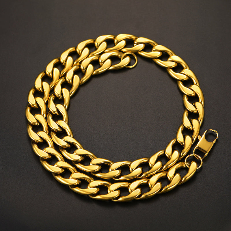 Sturdy Cuban Link Chain Necklace Lobster Clasp for