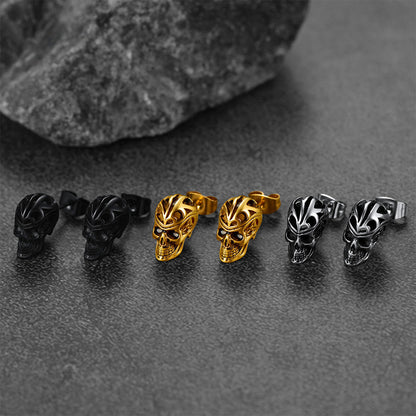 Gothic Celtic Knot Skull Stud Earrings for
