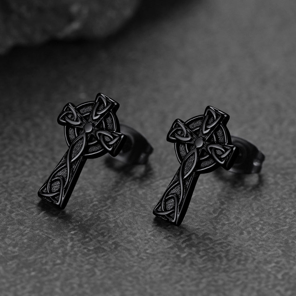 Irish Celtic Knot Cross Stud Earrings for
