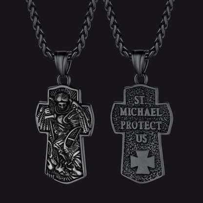 Archangel St. Michael Cross Necklace Protection Pendant