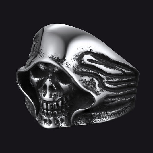 Gothic Grim Reaper Skull Ring for in Stainless Steel