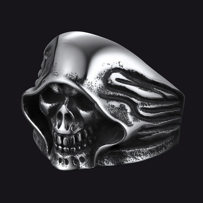 Gothic Grim Reaper Skull Ring for in Stainless Steel