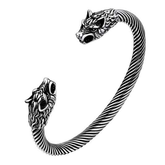 Viking Wolf Head Arm Ring Cuff Bracelet for