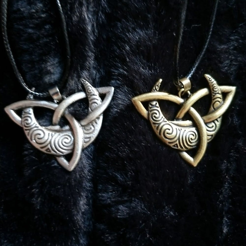 Sacred Spiral Moontriquetra Necklace