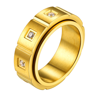 Flash Zircon Rotatable Fidget Ring for Anxiety Stainless Steel