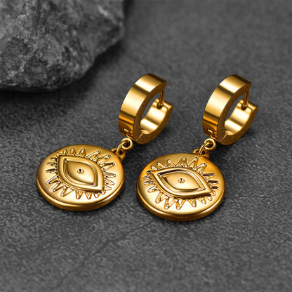 Evil Eye Hoop Dangle Earrings for