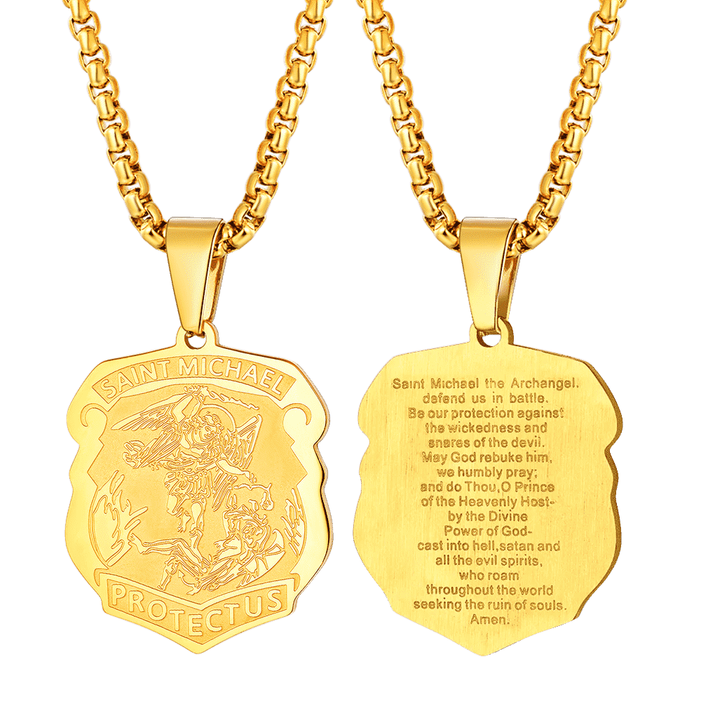 Archangel St. Michael Necklace Medal Shield Pendant for