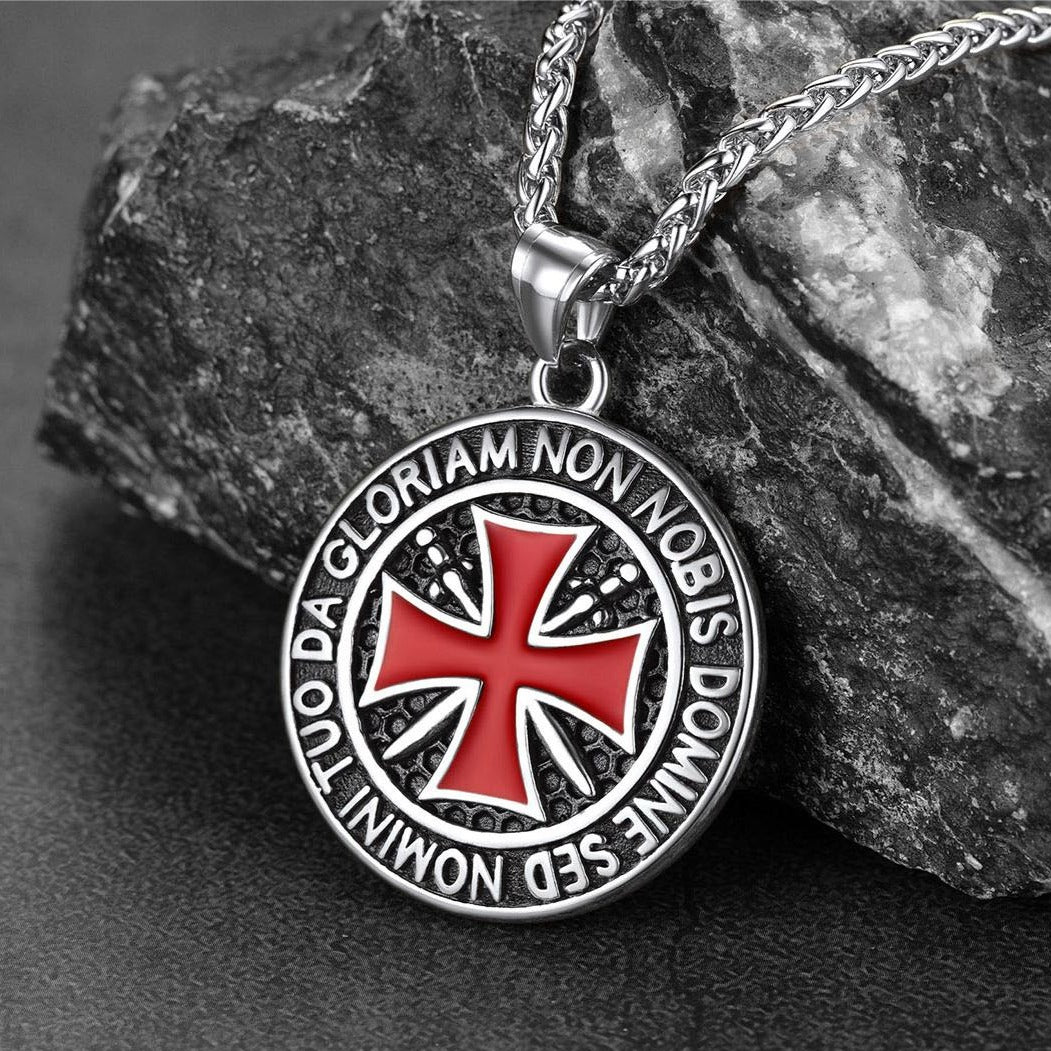 Cuban Chain & Templar Cross Medallion Necklace Set for