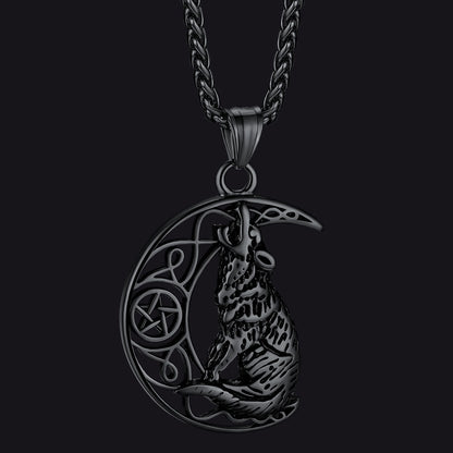 Viking Celtic Crescent Moon Wolf Necklace Jewelry for