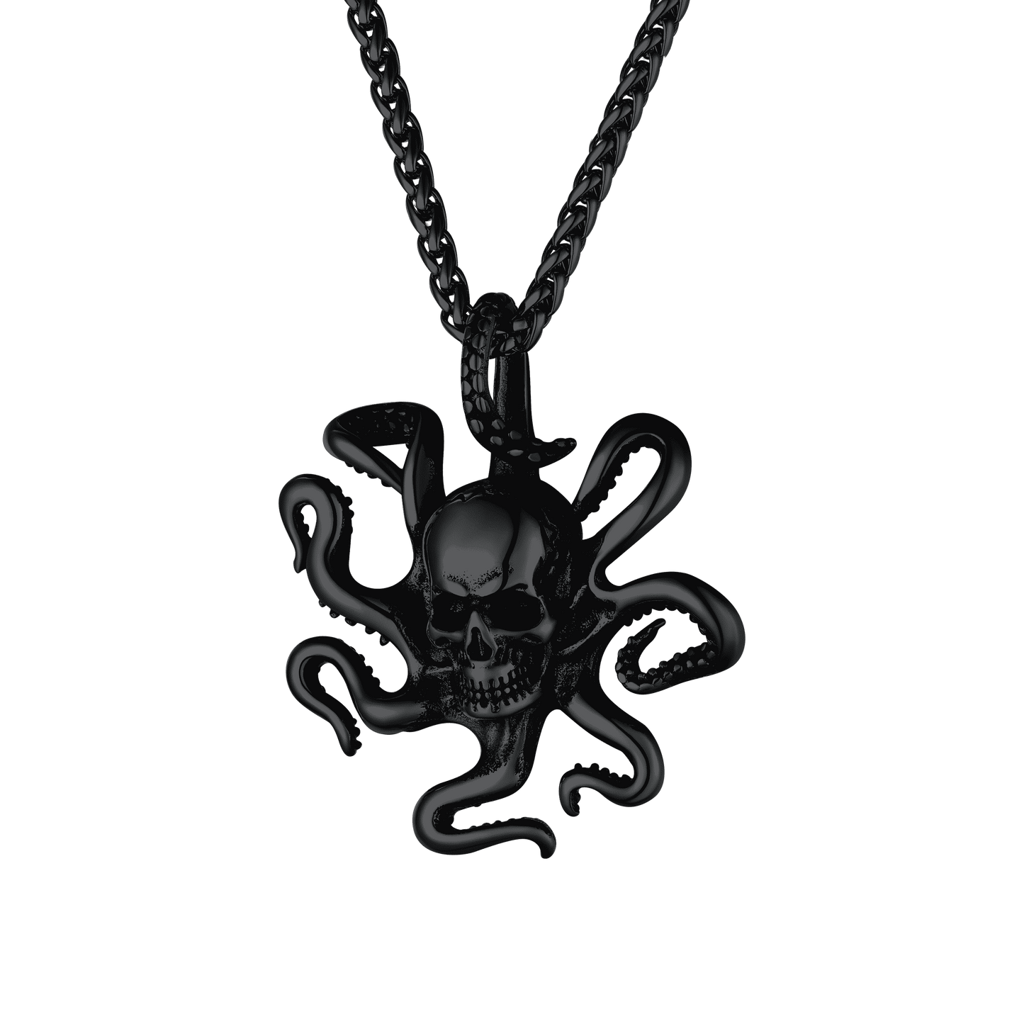 Gothic Octopus Skull Necklace for