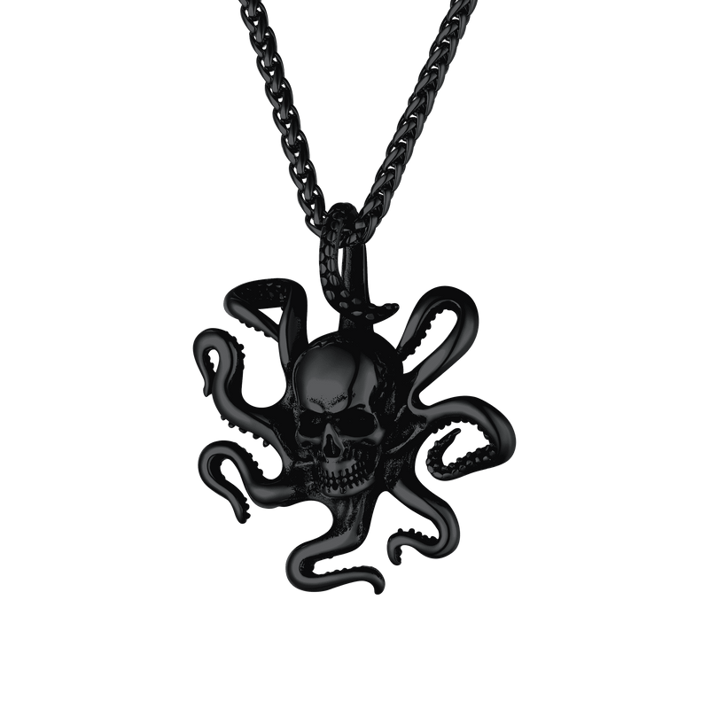 Gothic Octopus Skull Necklace for