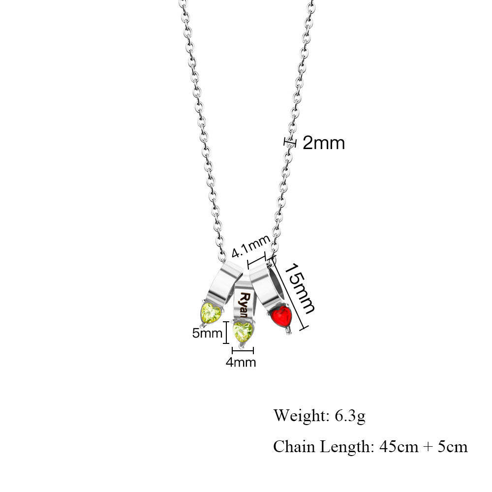 Customized Names Heart Birthstone Necklace for Mother