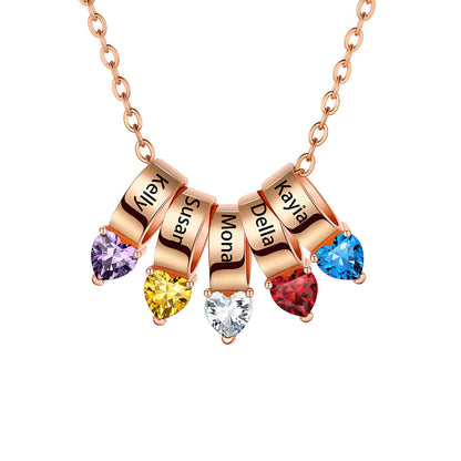 Customized Names Heart Birthstone Necklace for Mother