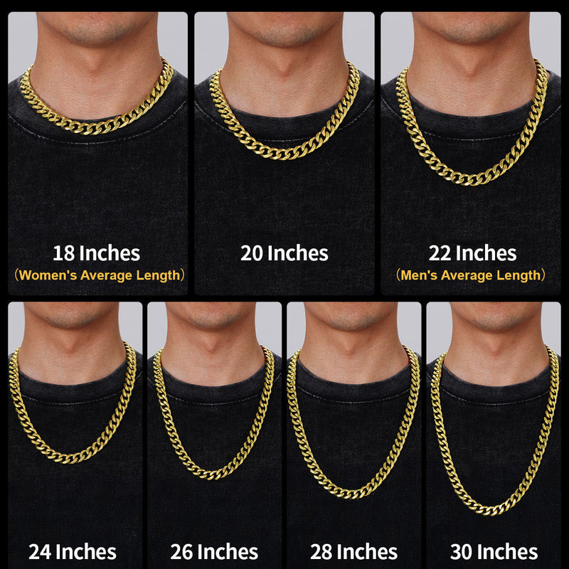 Engraved Cuban Link Chain Necklace for 6/9/12mm Width