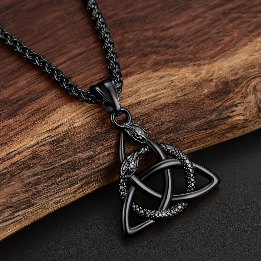 Ouroboros Celtic Knot Snake Pendant Necklace
